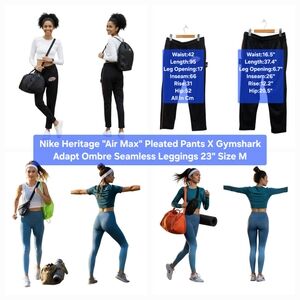 Nike Heritage "Air Max" SweatPants X Gymshark Adapt Seamless Leggings 23" Size M